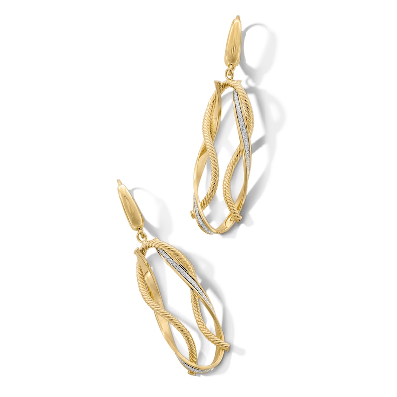 Glitter Enamel Rope-Textured Twist Drop Earrings in Hollow 10K Gold