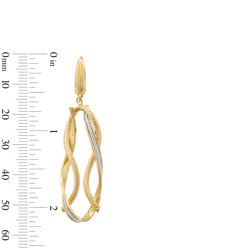 Main Image 3 of Glitter Enamel Rope-Textured Twist Drop Earrings in Hollow 10K Gold