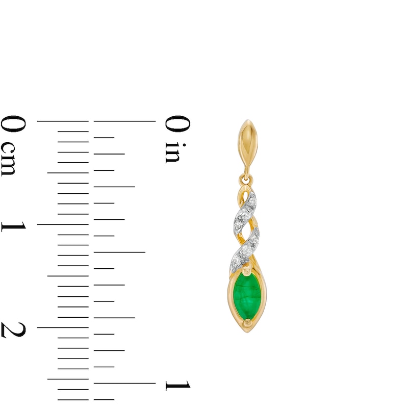 Marquise Emerald and 1/20 CT. T.W. Diamond Twist Drop Earrings in 10K Gold