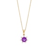 Thumbnail Image 1 of 6.0mm Amethyst and 1/10 CT. T.W. Diamond Flower Pendant in 10K Rose Gold