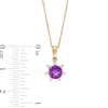 Thumbnail Image 4 of 6.0mm Amethyst and 1/10 CT. T.W. Diamond Flower Pendant in 10K Rose Gold