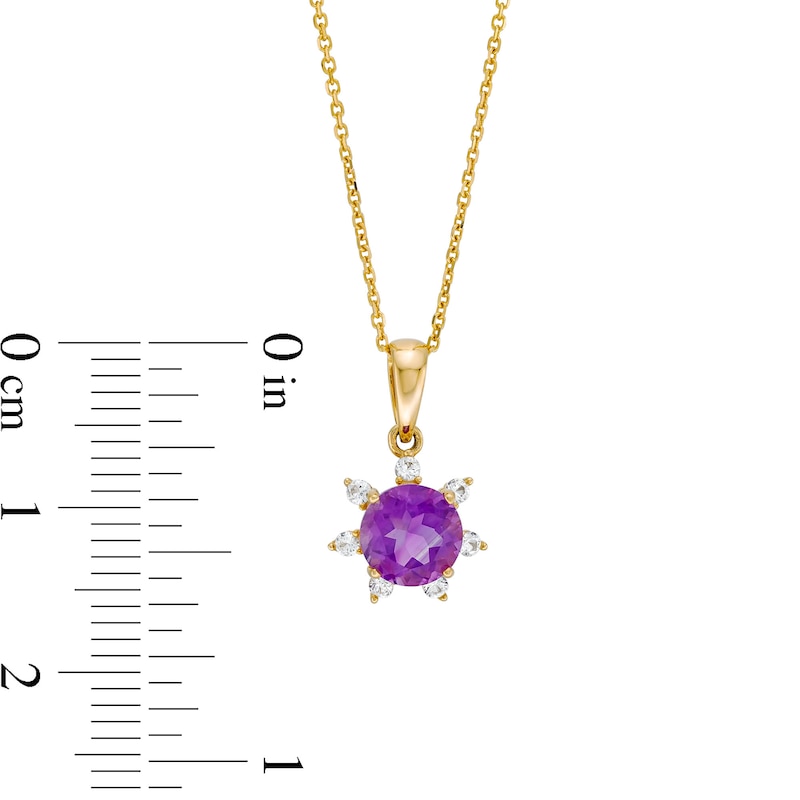 6.0mm Amethyst and 1/10 CT. T.W. Diamond Flower Pendant in 10K Rose Gold