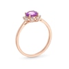 Thumbnail Image 3 of 6.0mm Amethyst and 1/10 CT. T.W. Diamond Flower Ring in 10K Rose Gold