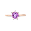 Thumbnail Image 2 of 6.0mm Amethyst and 1/10 CT. T.W. Diamond Flower Ring in 10K Rose Gold