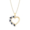 Thumbnail Image 1 of Marquise-Cut Blue Sapphire and Diamond Accent Shadow Heart Pendant in 10K Gold