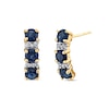 Thumbnail Image 1 of Alternating Blue Sapphire and 1/20 CT. T.W. Diamond J-Hoop Earrings in 14K Gold