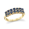 Thumbnail Image 1 of Blue Sapphire and 1/20 CT. T.W. Diamond Alternating Duos Ring in 10K Gold