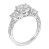 Thumbnail Image 3 of 1 CT. T.W. Diamond Frame Three Stone Vintage-Style Engagement Ring in 10K White Gold