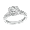 Thumbnail Image 0 of 1/2 CT. T.W. Cushion-Shaped Multi-Diamond Frame Split Shank Vintage-Style Engagement Ring in 10K White Gold