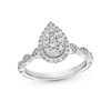 Thumbnail Image 0 of 1/2 CT. T.W. Pear-Shaped Multi-Diamond Frame Scallop Shank Vintage-Style Engagement Ring in 10K White Gold