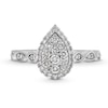 Thumbnail Image 2 of 1/2 CT. T.W. Pear-Shaped Multi-Diamond Frame Scallop Shank Vintage-Style Engagement Ring in 10K White Gold