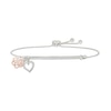 Thumbnail Image 1 of 1/10 CT. T.W. Diamond &quot;nana&quot; Flower and Heart Charm Bolo Bracelet in Sterling Silver and 10K Rose Gold - 9.0&quot;