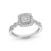 Thumbnail Image 0 of 1/2 CT. T.W. Cushion-Shaped Multi-Diamond Frame Twist Shank Engagement Ring in 10K White Gold