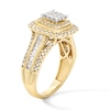 Thumbnail Image 2 of 1 CT. T.W. Princess-Cut Multi-Diamond Double Cushion Frame Triple Row Engagement Ring in 10K Gold