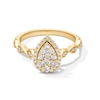 Thumbnail Image 1 of 1/2 CT. T.W. Pear-Shaped Multi-Diamond Frame Scallop Shank Vintage-Style Engagement Ring in 10K Gold