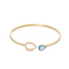 Thumbnail Image 0 of Pear-Shaped London Blue Topaz and White lab-Created Sapphire Frame Bangle in Sterling Silver with 18K Gold Plate - 6.75”