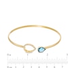 Thumbnail Image 2 of Pear-Shaped London Blue Topaz and White lab-Created Sapphire Frame Bangle in Sterling Silver with 18K Gold Plate - 6.75”