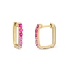 Thumbnail Image 0 of Lab-Created Ruby and Pink Lab-Created Sapphire Ombre Square Hoop Earrings in Sterling Silver with 14K Gold Plate