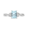 Thumbnail Image 4 of Emerald-Cut Aquamarine and 1/10 CT. T.W. Diamond Tri-Sides Crossover Shank Ring in 10K White Gold