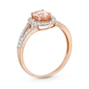 Thumbnail Image 2 of Oval Morganite and 1/4 CT. T.W. Diamond Open Frame Split Shank Ring in 10K Rose Gold