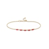 Thumbnail Image 1 of Marquise-Cut Certified Ruby and 1/20 CT. T.W. Diamond Alternating Bolo Bracelet in 10K Gold - 9.0&quot;