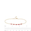 Thumbnail Image 2 of Marquise-Cut Certified Ruby and 1/20 CT. T.W. Diamond Alternating Bolo Bracelet in 10K Gold - 9.0"