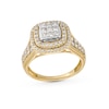 Thumbnail Image 0 of 1 CT. T.W. Princess-Cut Multi-Diamond Double Cushion Frame Engagement Ring in 10K Gold