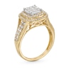 Thumbnail Image 2 of 1 CT. T.W. Princess-Cut Multi-Diamond Double Cushion Frame Engagement Ring in 10K Gold