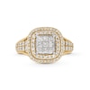 Thumbnail Image 3 of 1 CT. T.W. Princess-Cut Multi-Diamond Double Cushion Frame Engagement Ring in 10K Gold