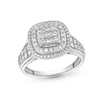 Thumbnail Image 0 of 1 CT. T.W. Princess-Cut Multi-Diamond Double Cushion Frame Engagement Ring in 10K White Gold