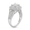 Thumbnail Image 1 of 1 CT. T.W. Princess-Cut Multi-Diamond Double Cushion Frame Engagement Ring in 10K White Gold