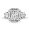 Thumbnail Image 2 of 1 CT. T.W. Princess-Cut Multi-Diamond Double Cushion Frame Engagement Ring in 10K White Gold