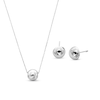 Thumbnail Image 1 of Polished Bead Pendant and Half-Bead Stud Earrings Set in Hollow Sterling Silver - 20”