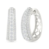 Thumbnail Image 1 of 1/2 CT. T.W. Lab-Created Diamond Graduated Triple Row Small Hoop Earrings in Sterling Silver