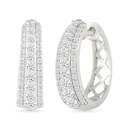 1/2 CT. T.W. Lab-Created Diamond Graduated Triple Row Small Hoop Earrings in Sterling Silver