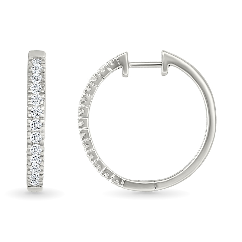 Main Image 3 of 1 CT. T.W. Lab-Created Diamond Hoop Earrings in Sterling Silver