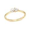 Thumbnail Image 0 of Freshwater Cultured Pearl and 1/10 CT. T.W. Diamond Toi et Moi Ring in 10K Gold