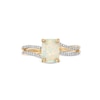 Thumbnail Image 3 of Elongated Cushion-Cut Lab-Created Opal and 1/10 CT. T.W. Diamond Split Shank Ring in 10K Gold