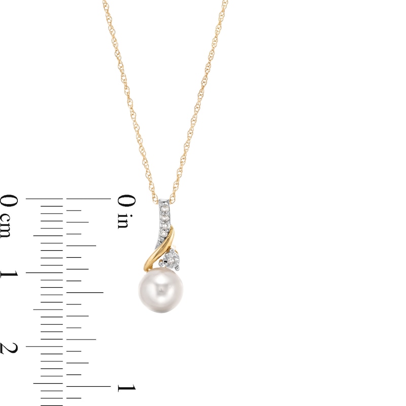 6.0mm Freshwater Cultured Pearl and Diamond Accent Twist Drop Pendant in 10K Gold