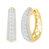 Thumbnail Image 1 of 1/2 CT. T.W. Lab-Created Diamond Graduated Triple Row Small Hoop Earrings in Sterling Silver with 10K Gold Plate