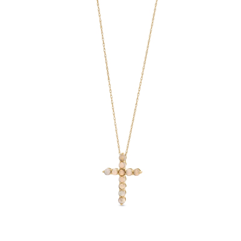 Opal Cross Pendant in 10K Gold