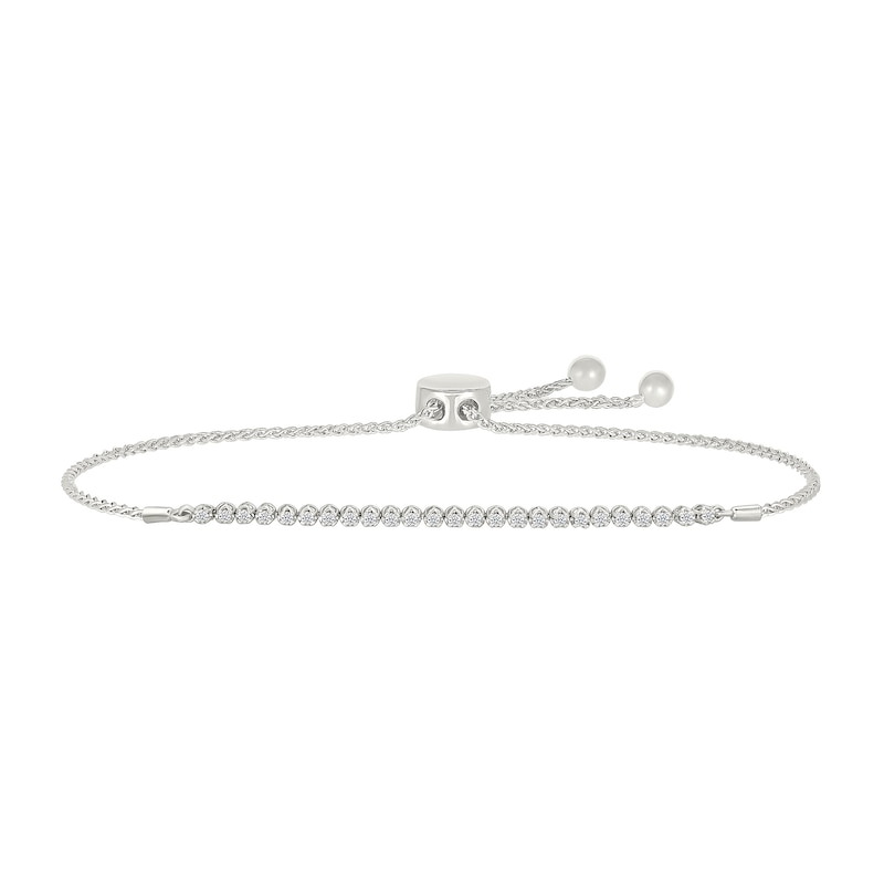 Main Image 1 of 1/2 CT. T.W. Lab-Created Diamond Bubbles Line Bolo Bracelet in Sterling Silver - 9.0&quot;