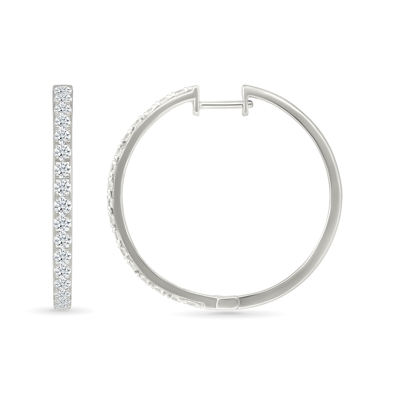 Main Image 3 of 2 CT. T.W. Lab-Created Diamond Hoop Earrings in Sterling Silver