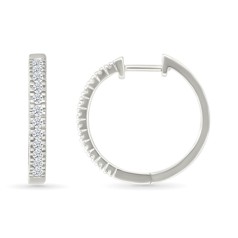 Main Image 3 of 1/2 CT. T.W. Lab-Created Diamond Hoop Earrings in Sterling Silver