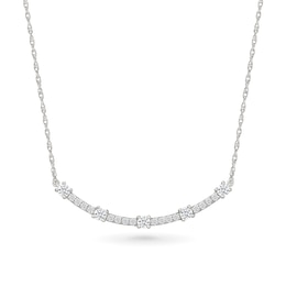 1/2 CT. T.W. Lab-Created Diamond Five Stone Curved Bar Necklace in Sterling Silver