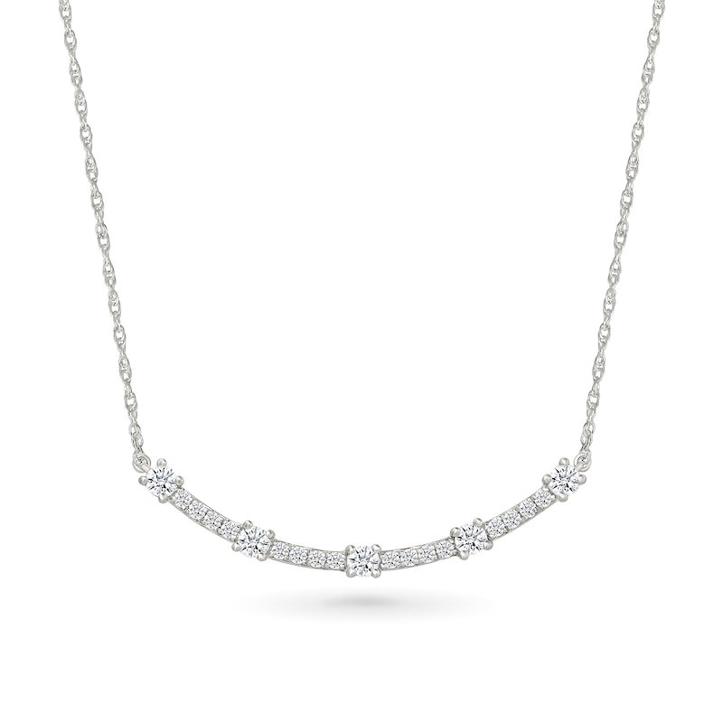 Main Image 1 of 1/2 CT. T.W. Lab-Created Diamond Five Stone Curved Bar Necklace in Sterling Silver