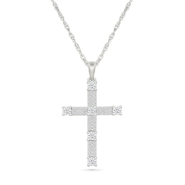 1/2 CT. T.W. Lab-Created Diamond Station Cross Pendant in Sterling Silver