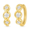 Thumbnail Image 1 of 3/8 CT. T.W. Lab-Created Diamond Three Stone Twist Hoop Earrings in Sterling Silver with 10K Gold Plate