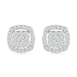 1/2 CT. T.W. Cushion-Shaped Lab-Created Multi-Diamond Open Frame Stud Earrings in Sterling Silver