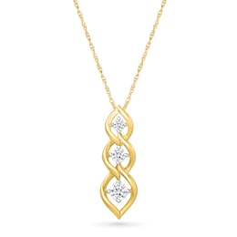 1/3 CT. T.W. Lab-Created Diamond Graduated Three Stone Flame Drop Pendant in Sterling Silver with 10K Gold Plate